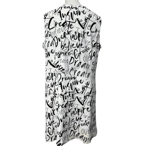 Joseph Ribkoff Sleeveless Stretch Graphics Sheath Dress plus Sz 22 White Black - Picture 4 of 6